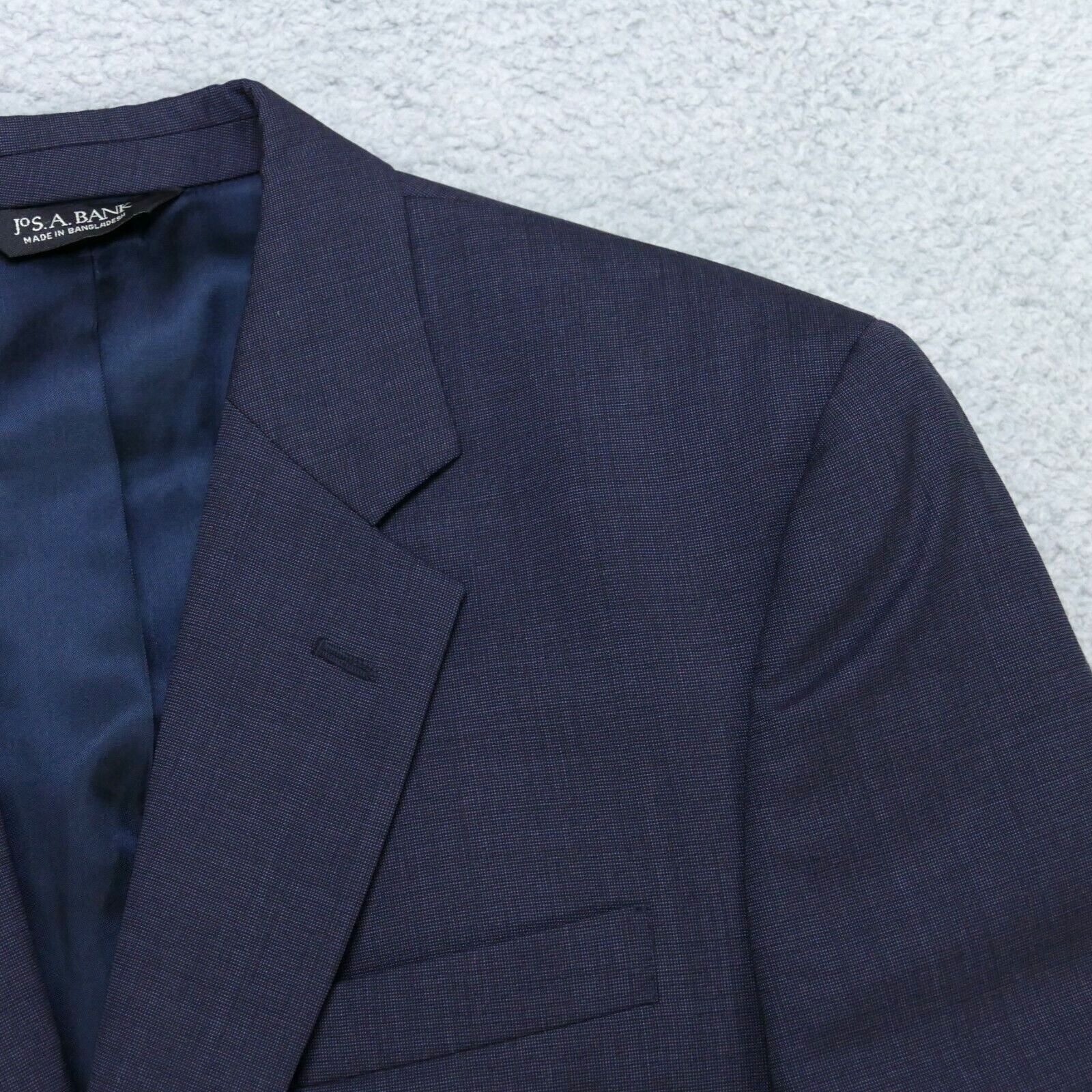 Jos A Bank Sport Coat Blazer Mens 42l Blue Birdseye Wool Two Button